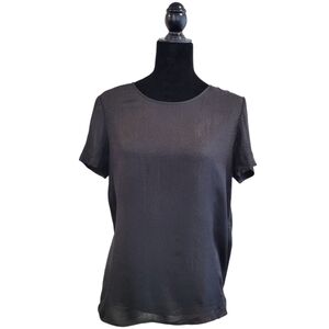 Theory Black Textured Short Sleeve Tee